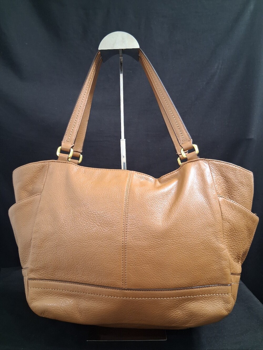 Coach F23284 Smooth Pebbled Leather Carryall Camel Tan Purse - Picture 2 of 12